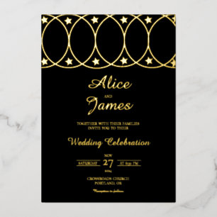 Sternenbogen-Header Elegant Schwarz Goldfolie Hoch Folieneinladung