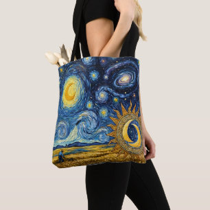 Sternenernte im Stil von Van Gogh Goldenes Weizenf Tasche