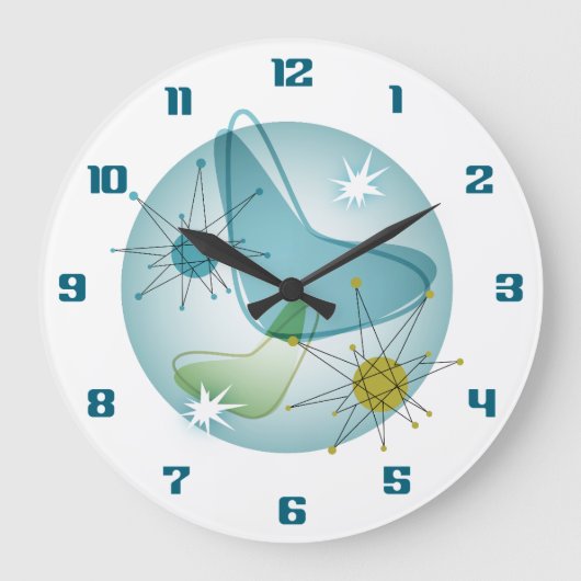 Sternenexplosion Atomare Googie Wanduhr (Vorderseite)