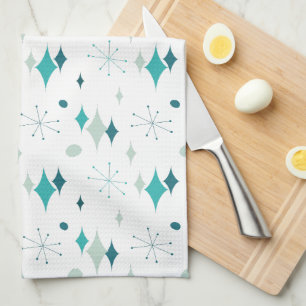 Sternenexplosion Mid Century Modern Muster Teal Aq Geschirrtuch