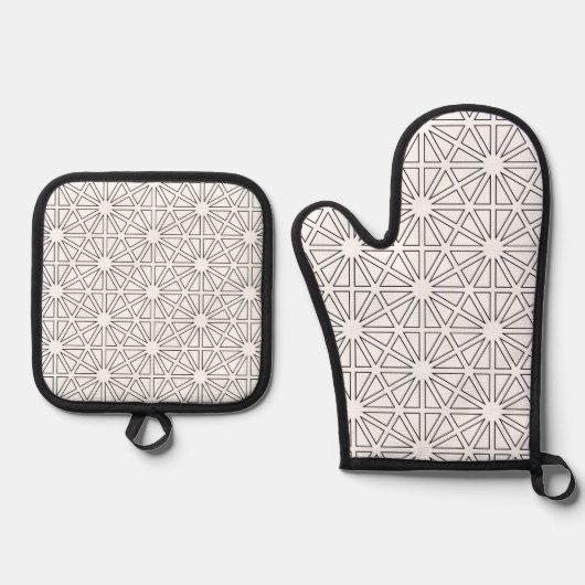 Sternenexplosions-Geometrie-Muster Ofenhandschuh & Topflappen-Set (Vorderseite)