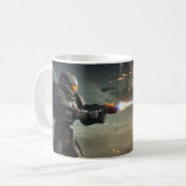 Sternenfall-Explosion: Gepanzerter Weltraumkrieger Kaffeetasse (Vorderseite Links)