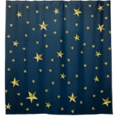 Sternenfeld auf Deep Midnight Blue Sky Duschvorhang (Vorderseite)