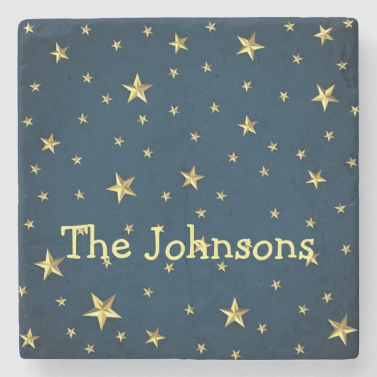 Sternenfeld auf Deep Midnight Blue Sky Steinuntersetzer (Vorderseite)