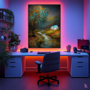 Sternenflüsschen Cottage - Träumerische Landschaft Poster