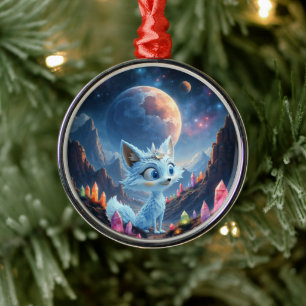 Sternenflüsterfuchs – Hüter des Kristalllichts. Ornament Aus Metall