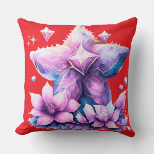 Sternenförmige Blume mit rosa und violetten Blumen Kissen
