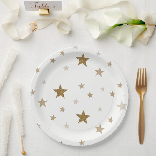 Sternenförmige Goldpapierplatten Pappteller (Hochzeit)