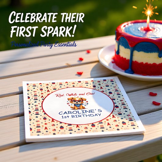 Sternenförmiger Welpe 1. Geburtstag Serviette