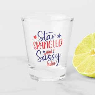 Sternenfunkelnde und freche patriotische Feier Schnapsglas