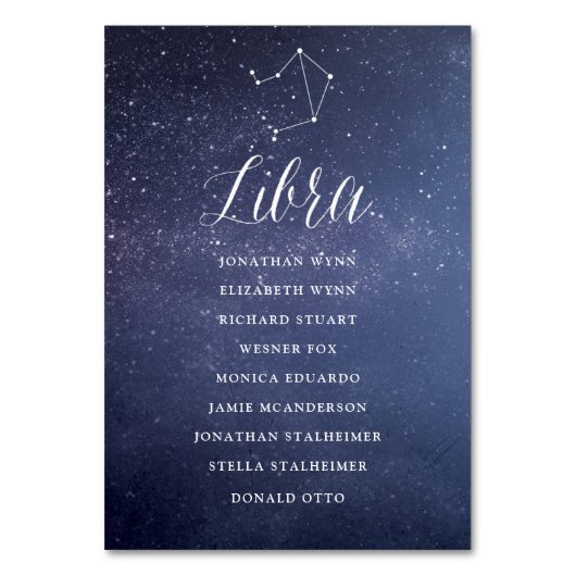 Sternengalaxie Hochzeitskartentabelle Libra Tischnummer (Vorderseite)