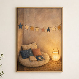 Sternengirlande Lesekuschelplatz Wasserfarbenposte Poster