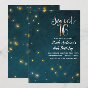 Sternenglanz Gold Twinkle Sterne Himmel Süße 16 Pa Einladung