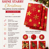 Sternenglänzendes Weihnachten Geschenkpapier Set