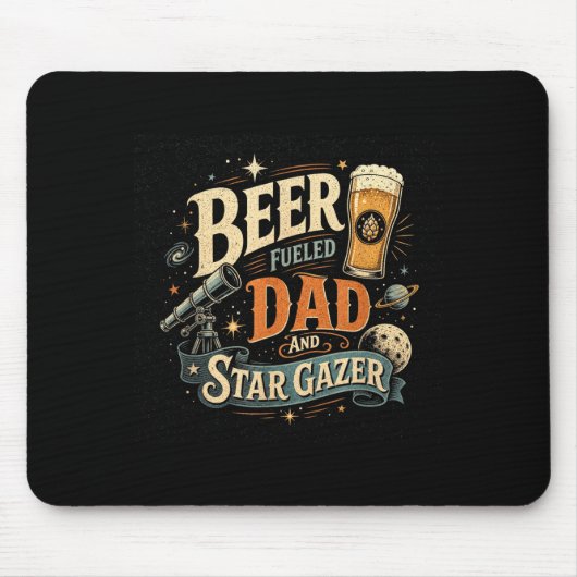 Sternengucker-Bier-Vater Vatertag Retro-70er Mousepad (Vorne)