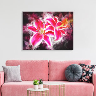 Sternengucker-Lilien-Blumen-Aquarell - bb 03 Leinwanddruck