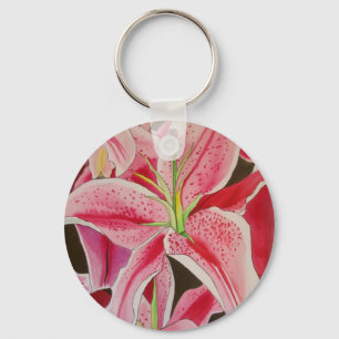 Sternengucker-Rose-Lilien-Wasserfarbenkunst-Blume Schlüsselanhänger