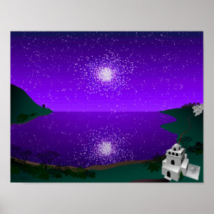 "Sternenhafen" - Sternhaufen über einer außerirdis Poster
