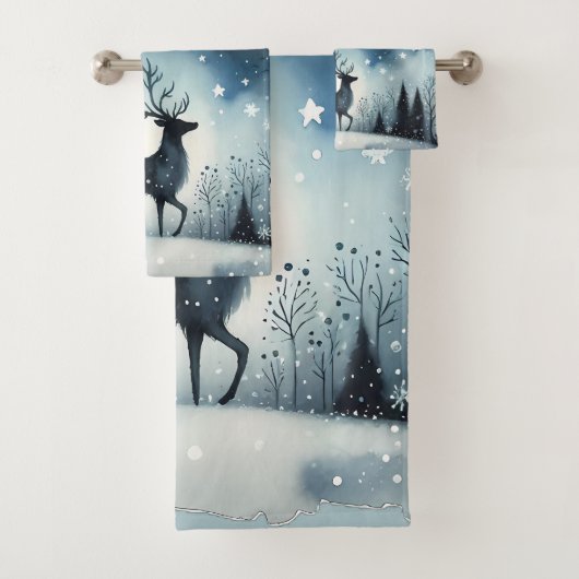 Sternenhafte Winternacht Hirsche Badhandtuch Set (Insitu)