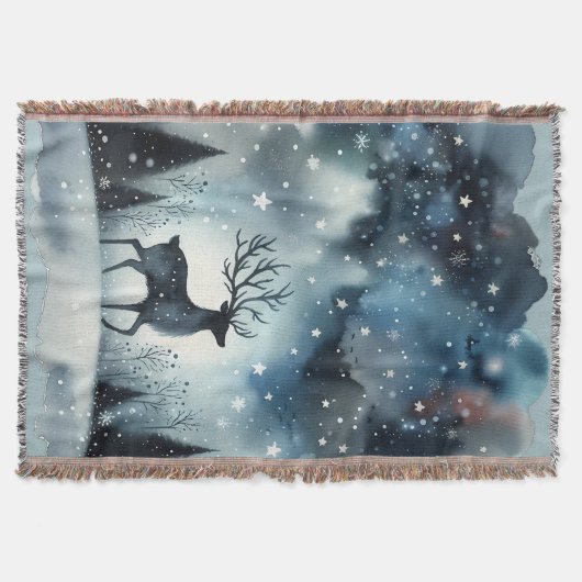 Sternenhafte Winternacht Hirsche Decke (Vorderseite)