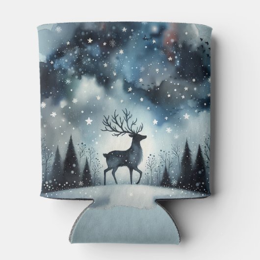 Sternenhafte Winternacht-Hirsche Dosenkühler (Rückseite)