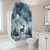 Sternenhafte Winternacht Hirsche Duschvorhang (Beispiel)
