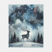 Sternenhafte Winternacht Hirsche Fleecedecke (Vorderseite)