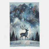 Sternenhafte Winternacht Hirsche Geschirrtuch (Vertikal)