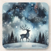 Sternenhafte Winternacht Hirsche Getränkeuntersetzer (Vorderseite)
