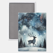 Sternenhafte Winternacht Hirsche Magnet (Vorderseite/Rückseite)