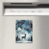 Sternenhafte Winternacht Hirsche Magnet (In Situ (Geschirrspüler))