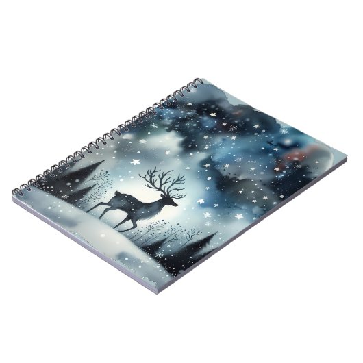 Sternenhafte Winternacht Hirsche Notizblock (Linke Seite)