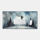 Sternenhafte Winternacht Hirsche Schreibtischunterlage (Tastatur & Maus)