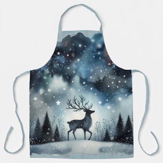 Sternenhafte Winternacht-Hirsche Schürze (Vorderseite)