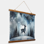 Sternenhafte Winternacht Hirsche Wandteppich Mit Holzrahmen (Gewinkelt)
