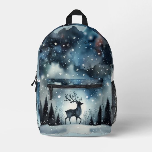 Sternenhafte Winternachtshirsche Bedruckter Rucksack (Vorderseite)