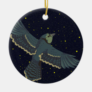 Sternenhafter Blauhäher Keramik Ornament