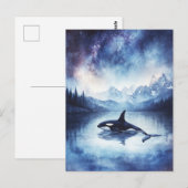 Sternenhafter Orca-Wal Berg See Postkarte (Vorne/Hinten)