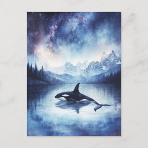 Sternenhafter Orca-Wal Berg See Postkarte