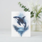 Sternenhafter Orca-Wal Berg Wald Postkarte (Stehend Vorderseite)