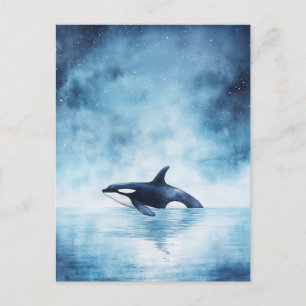 Sternenhafter Orca-Wal Mittelozean der Nacht Postkarte