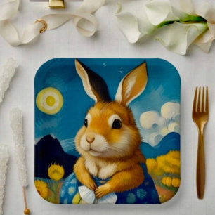 Sternenhafter Osterhase aus Papierplatte Pappteller