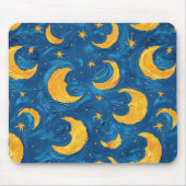 Sternenhimmel Blau Gold Monde Sterne Mousepad (Vorne)