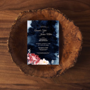 Sternenhimmel-Blumen-Hochzeitsempfang-Einladung Einladung