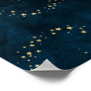 Sternenhimmel Dunkelblau Goldene Sterne Spirale Poster