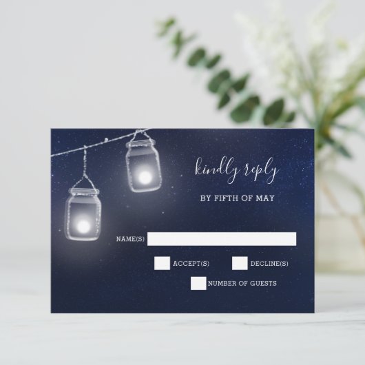 Sternenhimmel Gläser Hochzeitseinladungen uAwg RSVP Karte (Stehend Vorderseite)