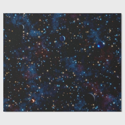 Sternenhimmel mit Planeten Geschenkpapier (Flach)
