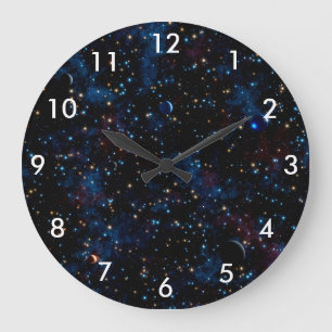 Sternenhimmel mit Sternen und Planeten Große Wanduhr