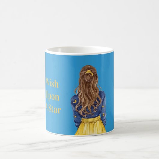 Sternenhimmel Monde Mädchen Braunes Haar Kaffeetasse (Mittel)