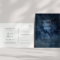 Sternenhimmel Nacht | Goldene Save The Date Postka